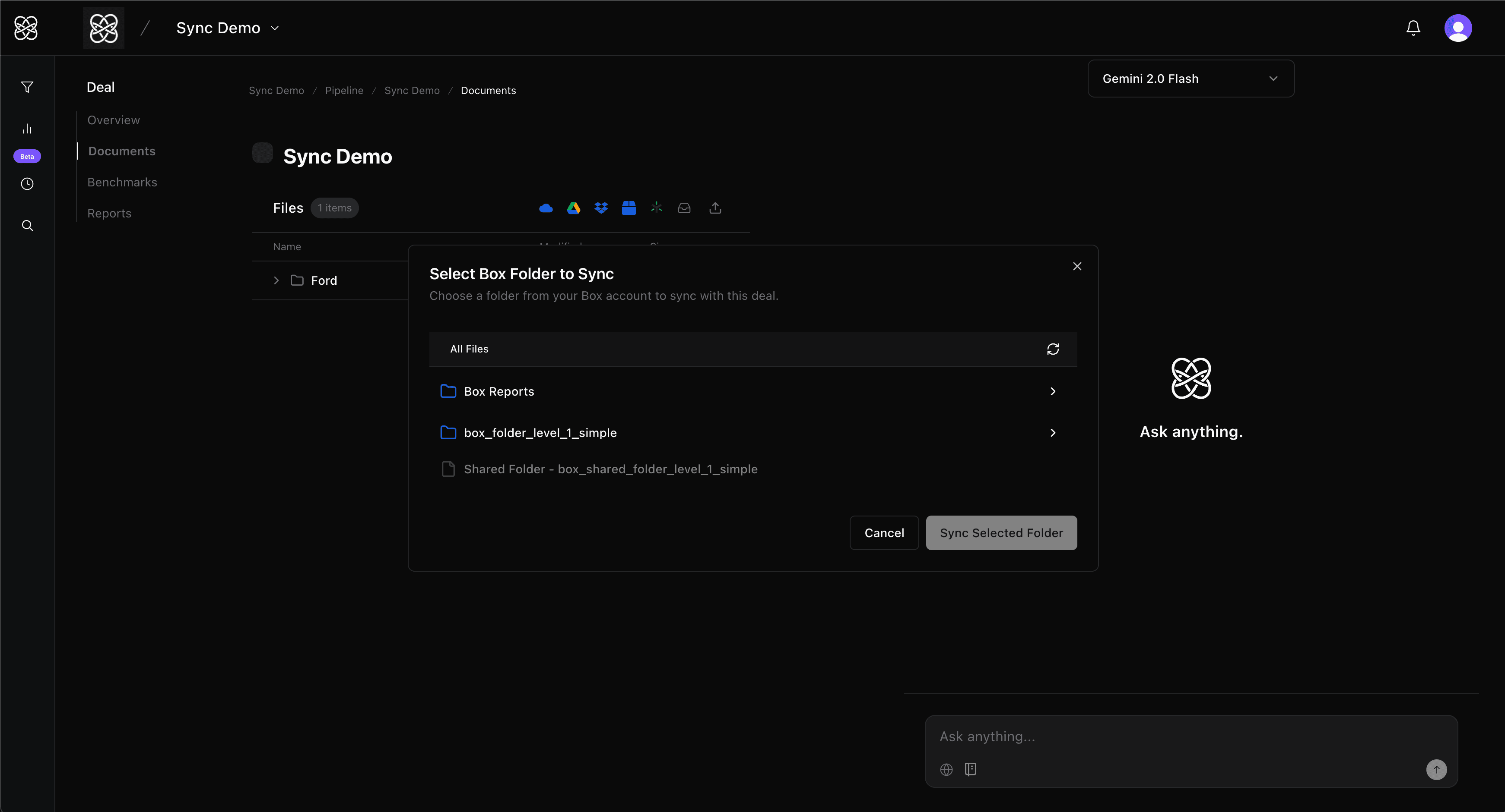 Box Folder Selection Dialog